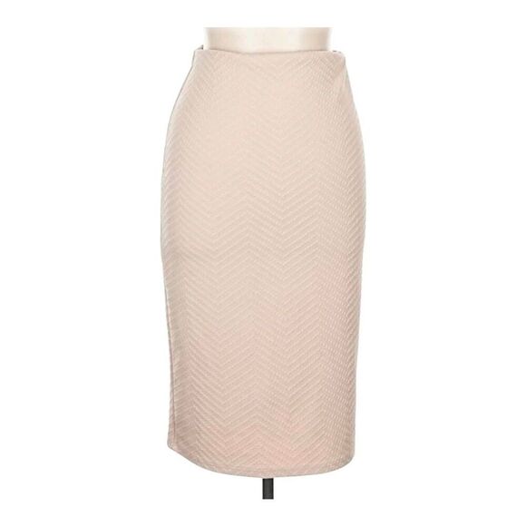 Brat Star Dresses & Skirts - Brat Star Women's Ecru Polyester/Spandex Knit Textured Pencil Skirt EUC